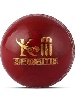 KM SPORTS KM Sports Red Hardball/Leather Cricket Ball - Hand Stitched 4 Piece Construction 156 grams 35 over Match Ball  - Image 1