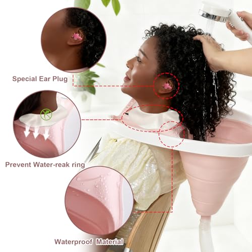 EazziSwitch Portable Hair Washing Station Basin: Foldable Shampoo Bowl & Mobile Sink with Adjustable Neck Support, Drain Hose & Earplugs for Elderly, Disabled, Pregnant Women & Bedridden Patient Care - Image 4