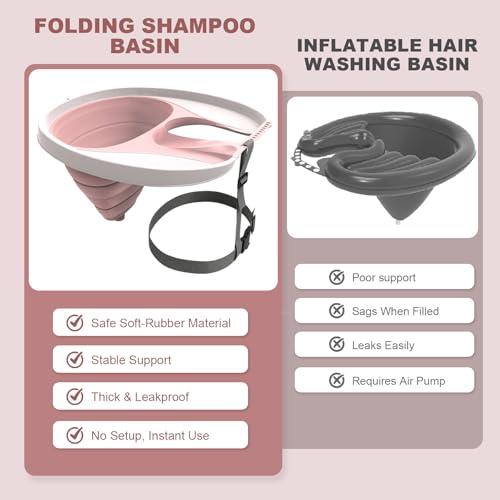 EazziSwitch Portable Hair Washing Station Basin: Foldable Shampoo Bowl & Mobile Sink with Adjustable Neck Support, Drain Hose & Earplugs for Elderly, Disabled, Pregnant Women & Bedridden Patient Care - Image 2