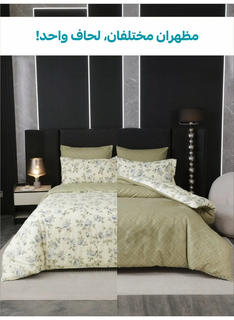 Donetella KING (200x200 cm) Printed Duvet Set, King Size Fits 200x200 cm - 6-Pcs Bed Set, Microfiber Fabric - 1 Duvet Cover, 1 Fitted Sheet, 2 Pillow Shams, 2 Pillowcases (Filler Not Included)  | Best Price UAE