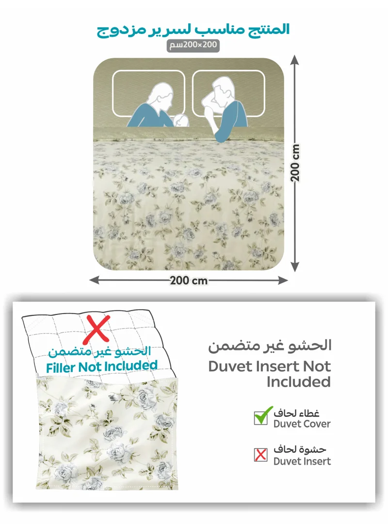 Donetella KING (200x200 cm) Printed Duvet Set, King Size Fits 200x200 cm - 6-Pcs Bed Set, Microfiber Fabric - 1 Duvet Cover, 1 Fitted Sheet, 2 Pillow Shams, 2 Pillowcases (Filler Not Included)  | Best Price UAE
