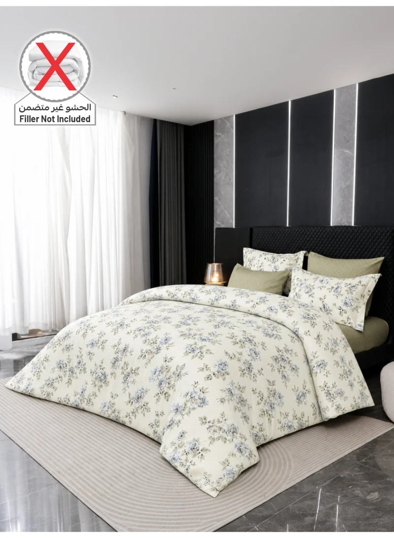 Donetella Printed Duvet Set, King Size Fits 200x200 cm - 6-Pcs Bed Set, Microfiber Fabric - 1 Duvet Cover, 1 Fitted Sheet, 2 Pillow Shams, 2 Pillowcases (Filler Not Included)