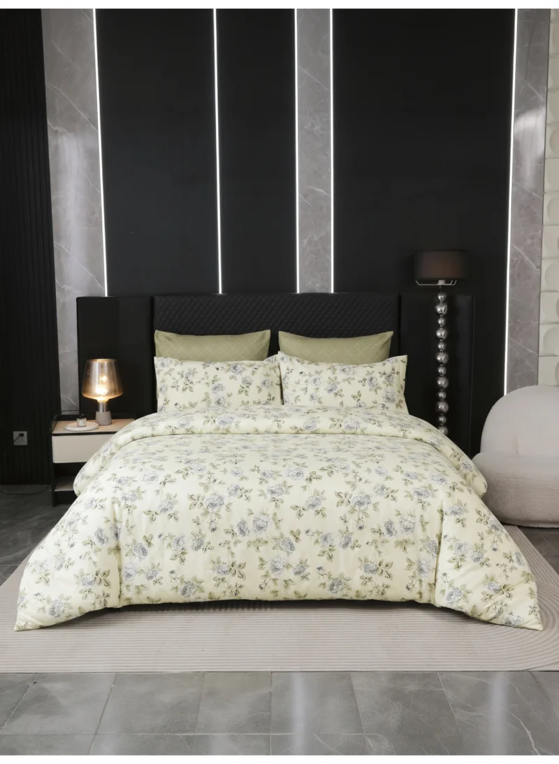 Donetella Printed Duvet Set, King Size Fits 200x200 cm - 6-Pcs Bed Set, Microfiber Fabric - 1 Duvet Cover, 1 Fitted Sheet, 2 Pillow Shams, 2 Pillowcases (Filler Not Included)
