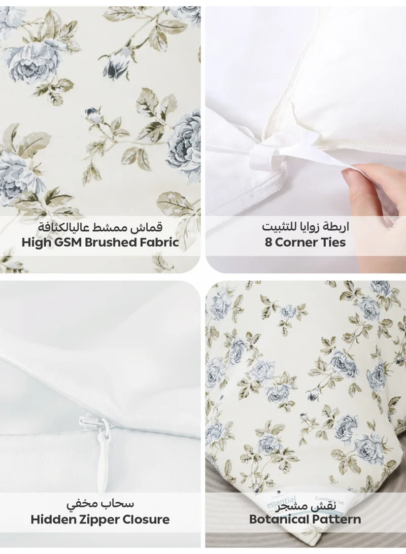 Donetella KING (200x200 cm) Printed Duvet Set, King Size Fits 200x200 cm - 6-Pcs Bed Set, Microfiber Fabric - 1 Duvet Cover, 1 Fitted Sheet, 2 Pillow Shams, 2 Pillowcases (Filler Not Included)  | Best Price UAE