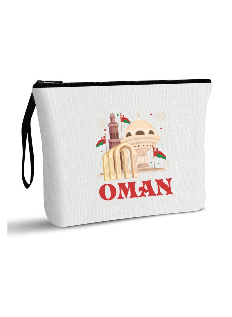 حقيبة مستحضرات التجميل لليوم الوطني العماني - احتفل بسلطنة عمان بأناقة - حقيبة مكياج - حقيبة كاملة بسحاب - Image 1