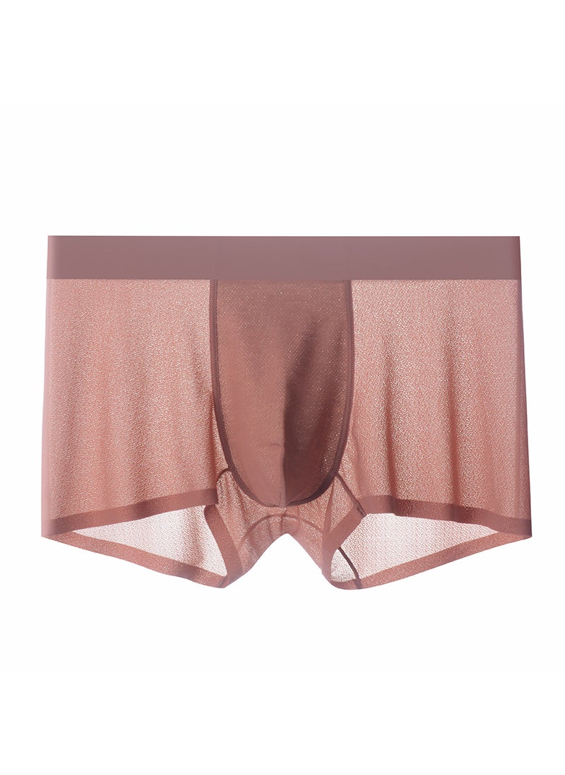 Generic Summer New Mens Ice Silk Underpants Thin Breathable Mid-waist Boxer Shorts Antibacterial Seamless Boxer Shorts Head Dried rose  - Image 1
