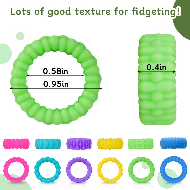 ZQFTZQ 12Pcs Fidget Toys Sensory Bracelet Set- Spiky Fidget Rings for Autism - Fidget Toys for Kids 8-12 - Anxiety Relief Calm Down Fidgets Toys for Easter Basket Stuffers - Image 2