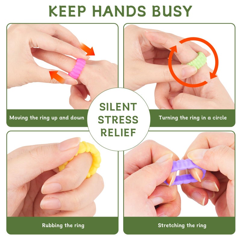 ZQFTZQ 12Pcs Fidget Toys Sensory Bracelet Set- Spiky Fidget Rings for Autism - Fidget Toys for Kids 8-12 - Anxiety Relief Calm Down Fidgets Toys for Easter Basket Stuffers - Image 4