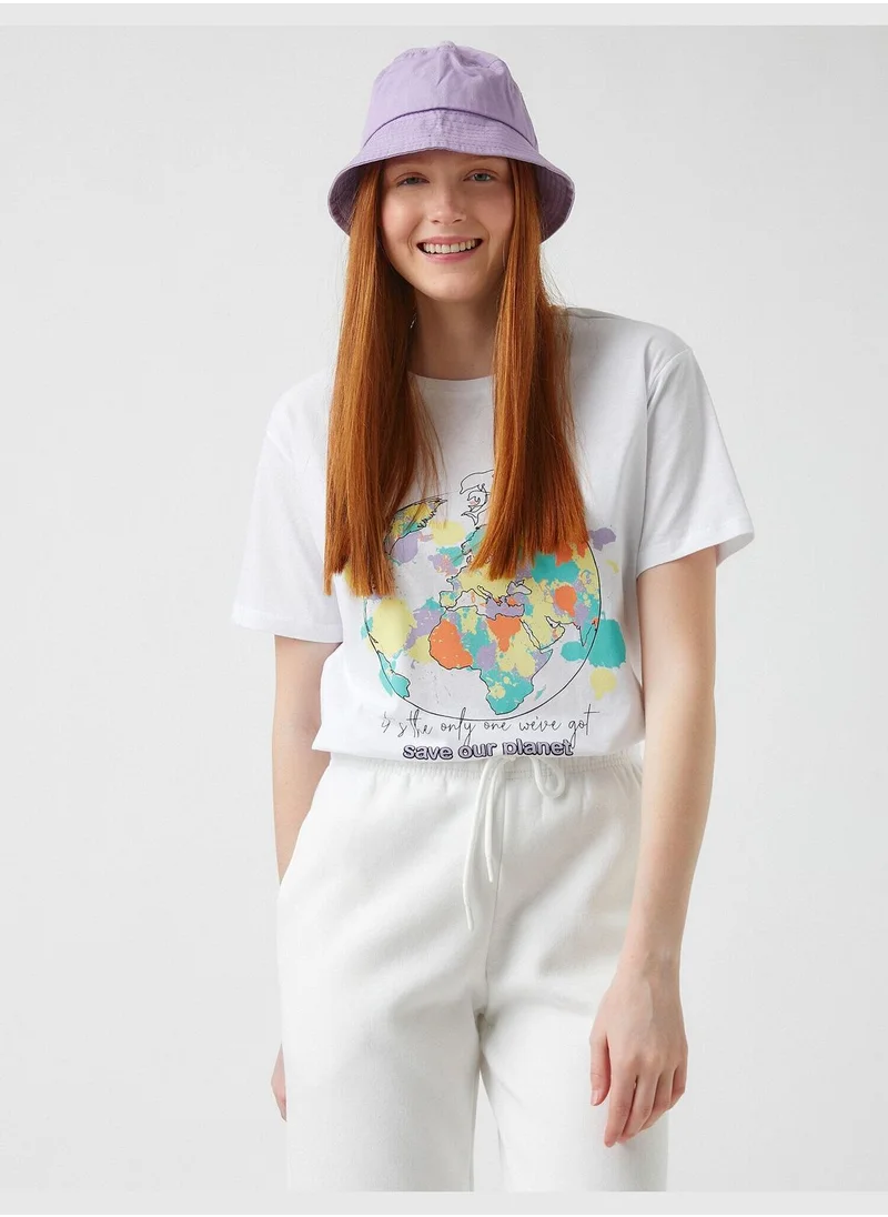 كوتون Printed Short Sleeve Cotton T-Shirt