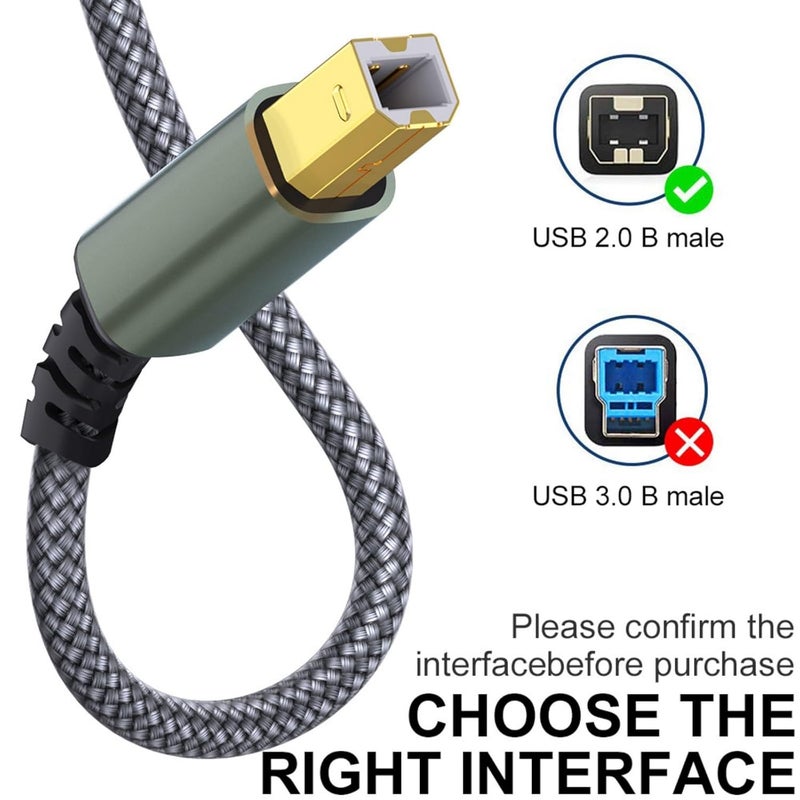 Printer Connection Cable, 2 in 1 Charging Cable, Two Head Foot USB Cord USB A C to B, Multiple Device Compatible Charger Cord for Digital Pianos and Keyboards - Image 3