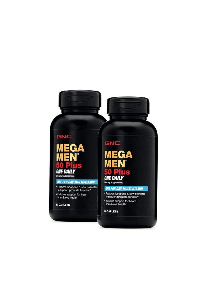 GNC عبوة مزدوجة من الفيتامينات المتعددة اليومية Mega Men 50 Plus One تحتوي على 60 كبسولة لكل زجاجة لدعم صحة القلب والدماغ والعين - Image 2