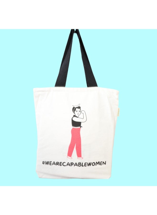 earthsave Earthsave Canvas Zipper Tote Bag for Women Printed Multipurpose Cotton Bags Cute Hand Bag for Girls  - Image 1