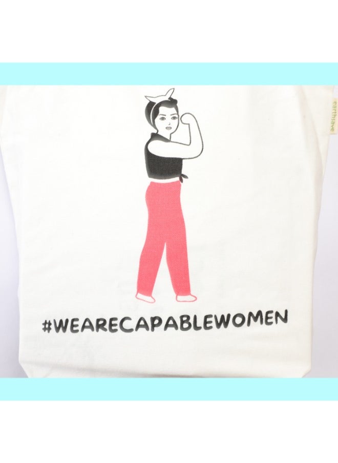 earthsave Earthsave Canvas Zipper Tote Bag for Women Printed Multipurpose Cotton Bags Cute Hand Bag for Girls  - Image 2