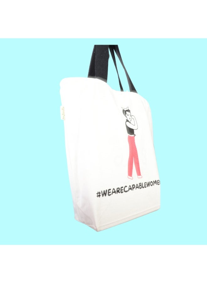 earthsave Earthsave Canvas Zipper Tote Bag for Women Printed Multipurpose Cotton Bags Cute Hand Bag for Girls  - Image 3
