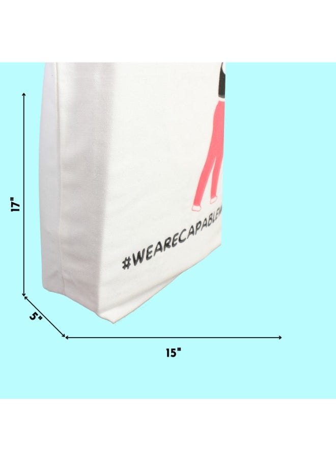 earthsave Earthsave Canvas Zipper Tote Bag for Women Printed Multipurpose Cotton Bags Cute Hand Bag for Girls  - Image 4