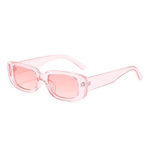 BUTABY Rectangle Sunglasses for Women Retro Driving Glasses 90’s Vintage Fashion Narrow Square Frame UV400 Protection Pink - Image 1