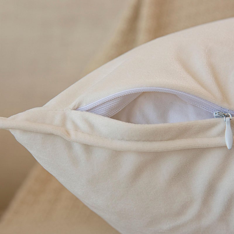 JUSPURBET Cream White Decorative Velvet Throw Pillow Covers 22x22 inch Set of 2 Broadside Soft Cushion Case with Invisible Zipper for Sofa Couch Bed - Image 5
