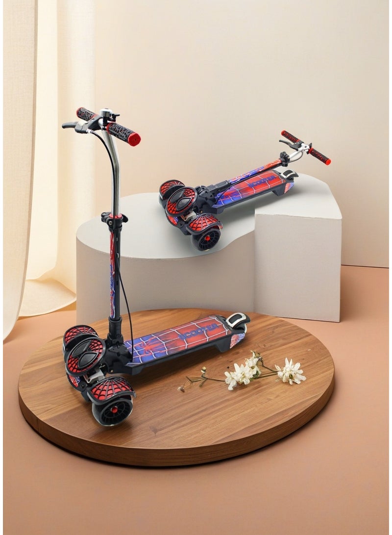 EASY FUTURE Scooters for Kids with Foldable & Height Adjustable Handle Kick Scooter with LED PU Wheels & Rear Brake, Handle Brake & Music Kids Scooter for 3 to 8 Years - Image 1