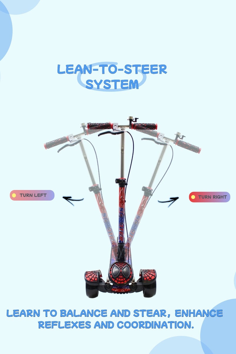 EASY FUTURE Scooters for Kids with Foldable & Height Adjustable Handle Kick Scooter with LED PU Wheels & Rear Brake, Handle Brake & Music Kids Scooter for 3 to 8 Years - Image 4