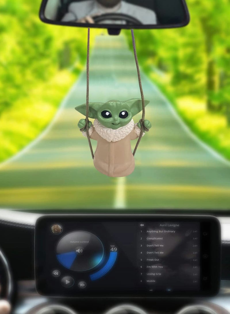 Car Hanging Accessories, Yoda Swing Smiling Small Yoda Man, Car Mirror Hanging Accessories, Car Decoration Charm Pendant, Car Mirror Suspension Decoration, Car Charm Decoration - Image 2