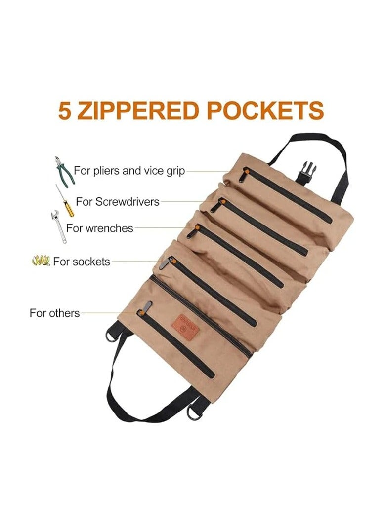 erorex Heavy-Duty Roll-Up Tool Bag – Compact Tool Organizer with Multiple Pockets and Secure Straps – Portable Storage Solution for Mechanics, Carpenters, and DIY Enthusiasts  - Image 2