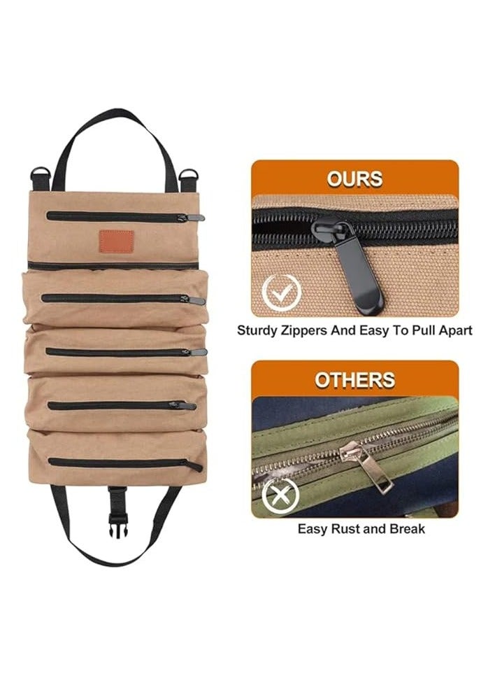 erorex Heavy-Duty Roll-Up Tool Bag – Compact Tool Organizer with Multiple Pockets and Secure Straps – Portable Storage Solution for Mechanics, Carpenters, and DIY Enthusiasts  - Image 3