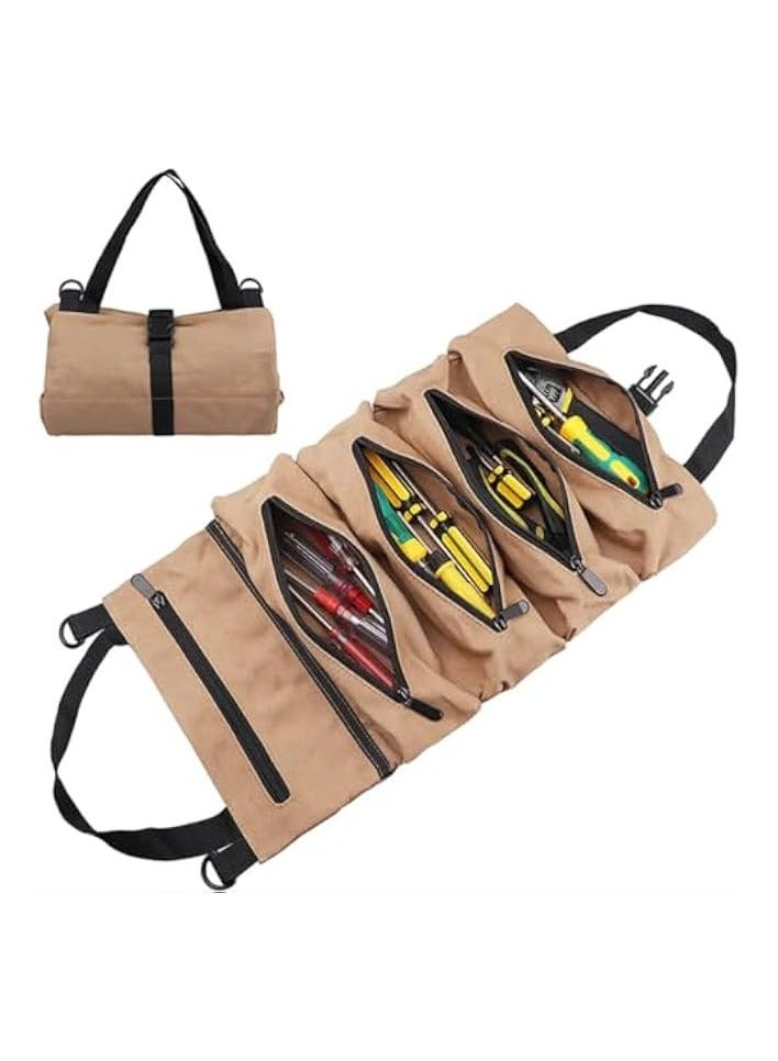 erorex Heavy-Duty Roll-Up Tool Bag – Compact Tool Organizer with Multiple Pockets and Secure Straps – Portable Storage Solution for Mechanics, Carpenters, and DIY Enthusiasts  - Image 4