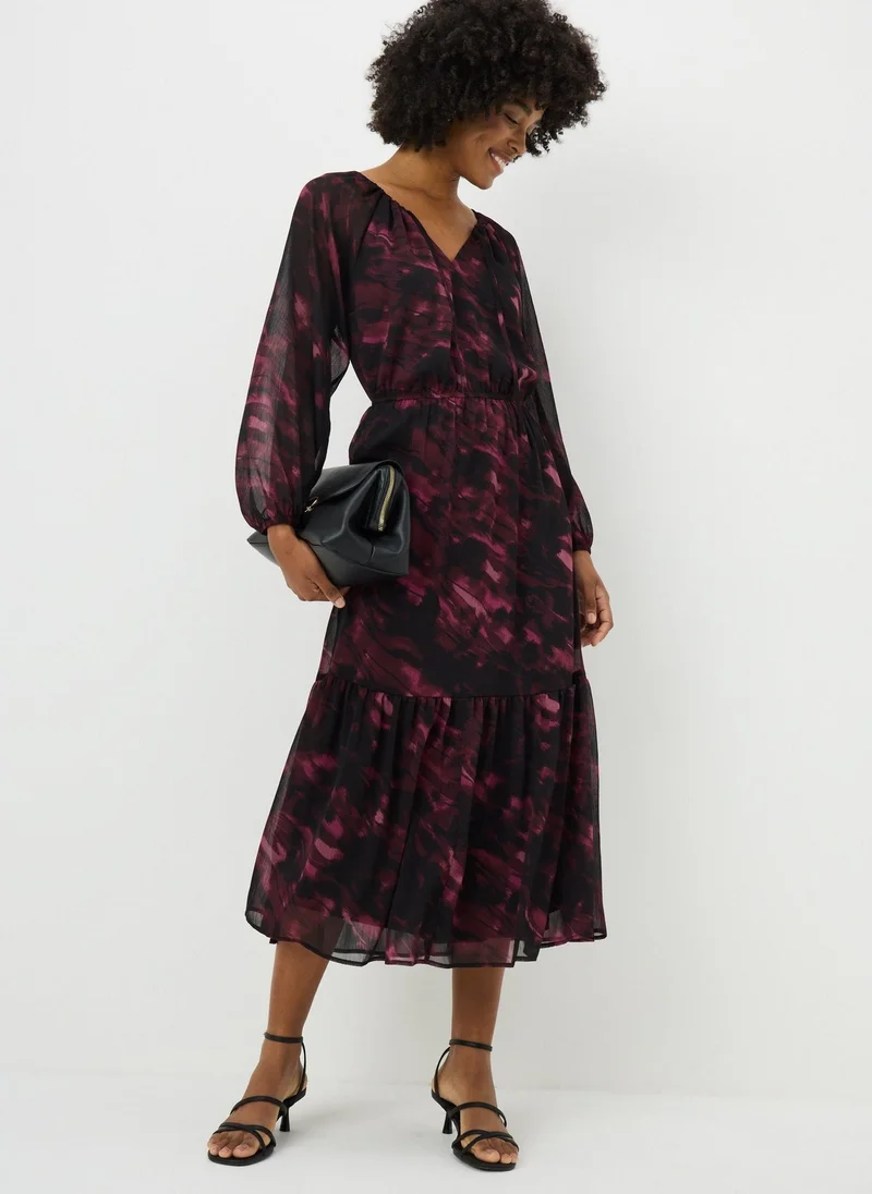 Red Watercolour Midaxi Dress