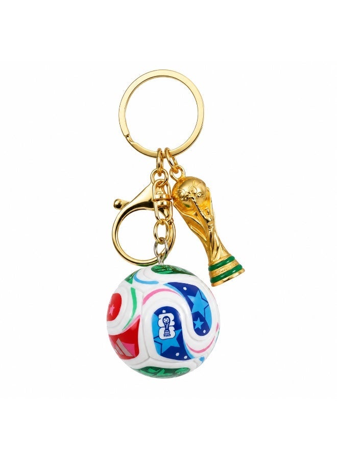 Premium Gold Championship Trophy and Colorful Soccer Ball Keychain Set - Luxury Sports Accessory & Charm for Car Keys and Backpacks, Perfect Football Fan Gift in Saudi Arabia - Image 1