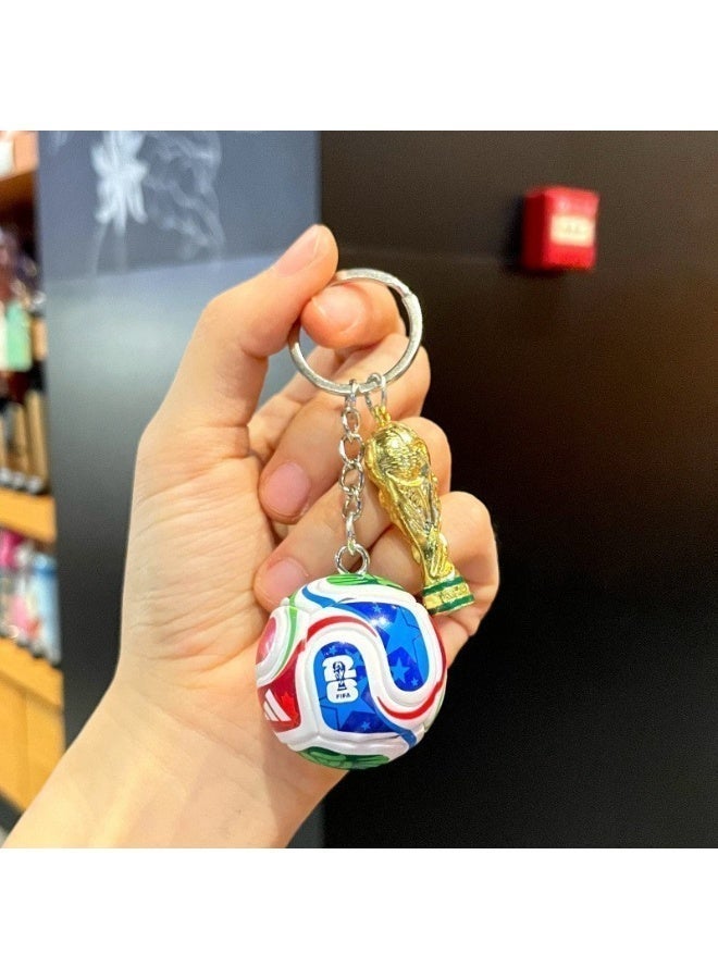 Premium Gold Championship Trophy and Colorful Soccer Ball Keychain Set - Luxury Sports Accessory & Charm for Car Keys and Backpacks, Perfect Football Fan Gift in Saudi Arabia - Image 3