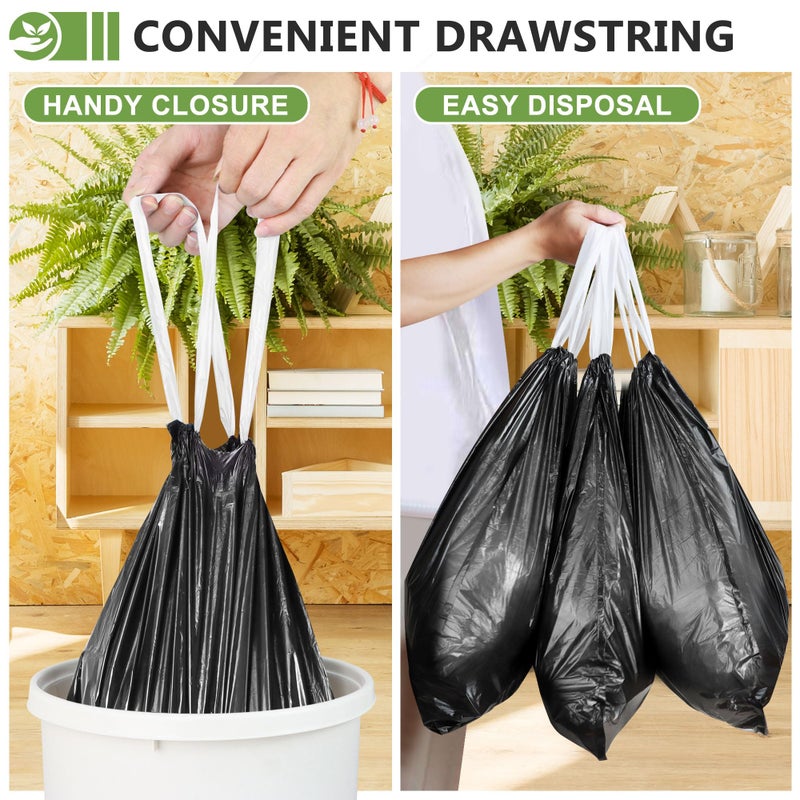 YUFDA 132 Count-Small Trash Bags, 4 Gallon Trash Bag Drawstring,Bathroom Garbage Bagsï¼ŒTear-Free Garbage Bags ï¼ŒPlastic Wastebasket Liners for Toilet Home Office and Bedroom(Black) - Image 3