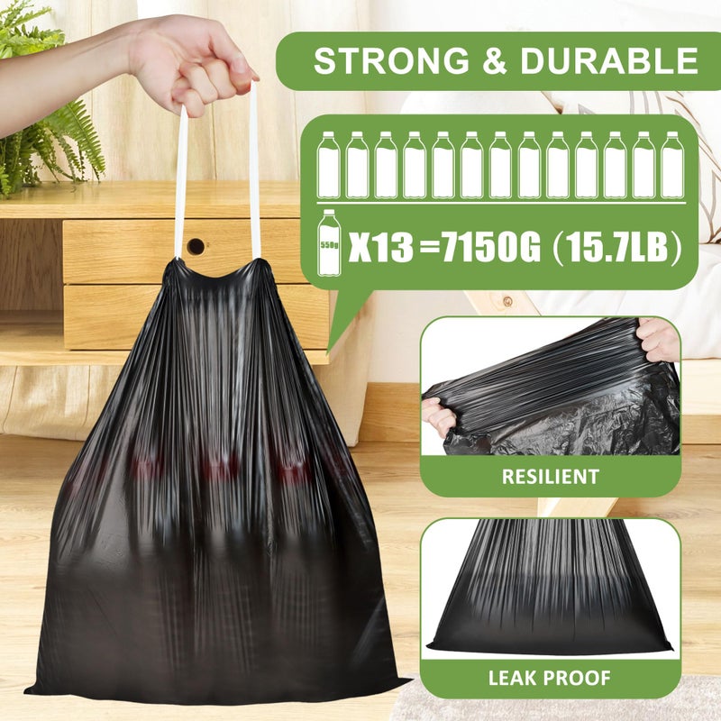 YUFDA 132 Count-Small Trash Bags, 4 Gallon Trash Bag Drawstring,Bathroom Garbage Bagsï¼ŒTear-Free Garbage Bags ï¼ŒPlastic Wastebasket Liners for Toilet Home Office and Bedroom(Black) - Image 4