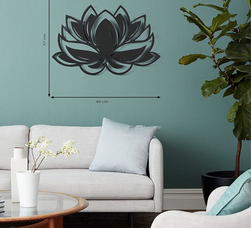 WALLCENTRE ART BEYOND IMAGINATION WALLCENTRE ART BEYOND IMAGINATION Metal Lotus Flower Wall Art Hanging Showpiece for Living Room Decorative Walls Black Size 40 x 62 cm  - Image 3
