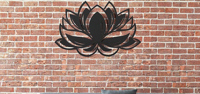 WALLCENTRE ART BEYOND IMAGINATION WALLCENTRE ART BEYOND IMAGINATION Metal Lotus Flower Wall Art Hanging Showpiece for Living Room Decorative Walls Black Size 40 x 62 cm  - Image 5
