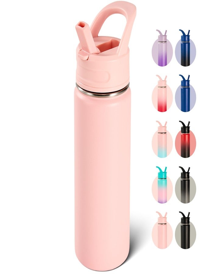 Fijinhom 18oz Insulated Stainless Steel Water Bottle with Straws, Double Wall Vacuum Insulated Bottles, Metal Thermo for Travel, Sports, Leak-Proof, BPA Free, Women & Men, Pink - Image 1