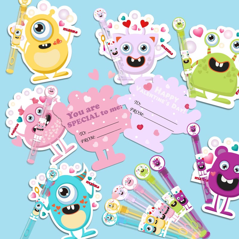 WOONOO 36 Pack Valentines Day Cards for kids With Bubble Wands, Cute Kids Valentines Cards for Classroom School Exchange Gifts, Fun Valentines Gifts for Kids Party Favors Game Prizes - Image 5