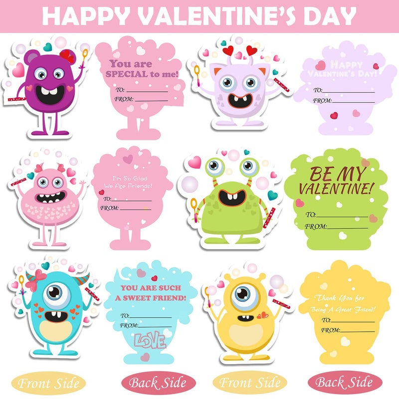 WOONOO 36 Pack Valentines Day Cards for kids With Bubble Wands, Cute Kids Valentines Cards for Classroom School Exchange Gifts, Fun Valentines Gifts for Kids Party Favors Game Prizes - Image 4