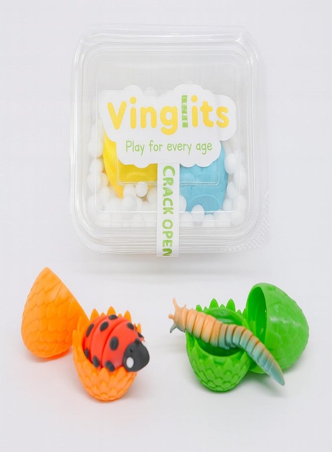 Vinglits Mystery Eggs – 3D Printed Animal Fidget Toys – Collectible Fidget Toys – Farm, Wild, Aqua, Bug, and Fantasy Themes – Packs of 2, 6, or 12 – Fun for Kids & Gifting (Bugsy & Scaly, Pack of 2) - Image 1