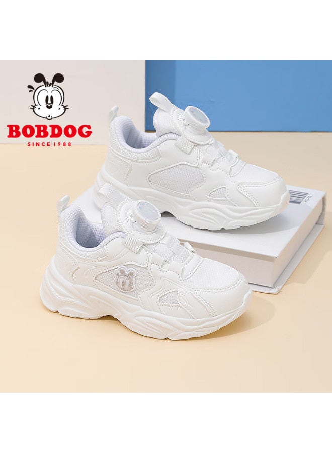 Bobdog Kids Spring Running Shoes Soft Bottom Breathable Boys Girls Sports Shoes White Sneakers 102551008 White Size 30 - Image 1