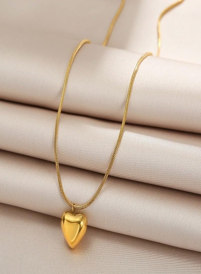 VIEN Hollow Love Heart Pendant Necklace Snake Chain Necklace Tarnish Free Gold-plated Plated Stainless Steel Necklace - Image 3