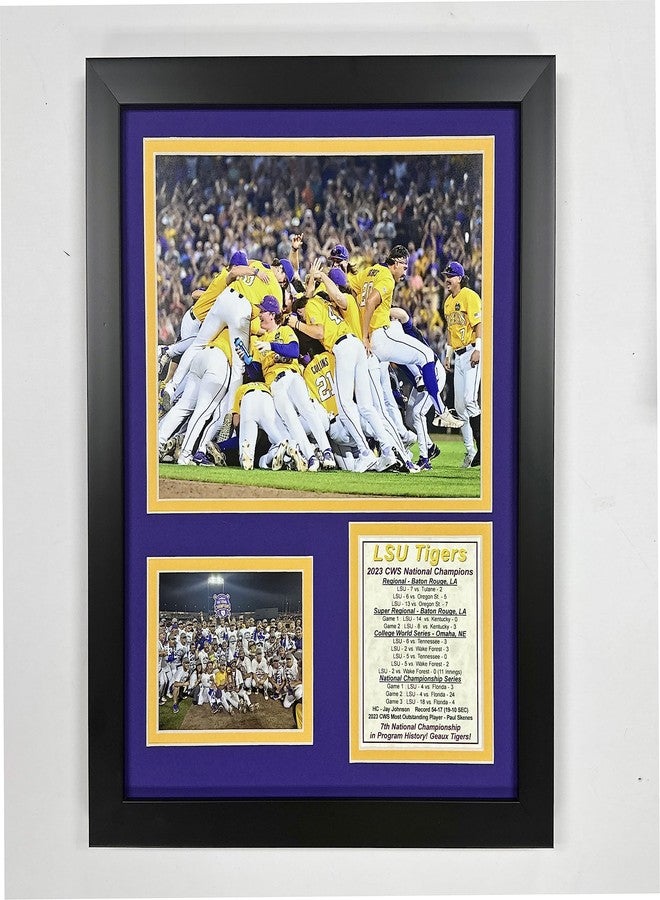 ليجيندز نيفر داي فريق بيسبول LSU Tigers | أبطال بطولة العالم للكليات لعامي 2023 و2025 | صورة مجمعة مؤطرة | مقاسان ونمطان | (12 بوصة × 15 بوصة - 2023) - Image 1