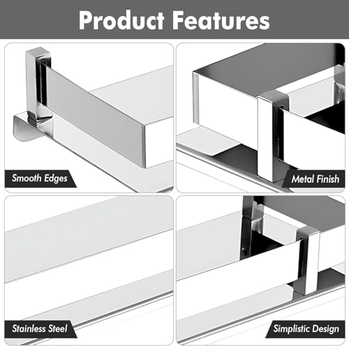 ARQUIN Bathroom Shelf Organizer 5x18 Inch | 304 Grade Stainless Steel Bathroom Shelf Racks | Wall Shelf for Bathroom Accessories Set | Storage Shelves for Kitchen Shelves & Racks - Image 4