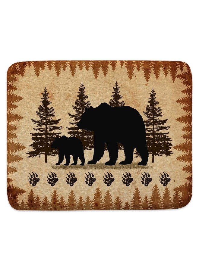 NYMB Rustic Cabin Bear Bath Rugs, Animal Black Bear Doormat Non-Slip Floor Entryways Outdoor Indoor Door Mat, Country Farmhouse Lodge Wooden Forest Trees Bath Mat Bathroom Rugs Accessories, 17X29in - Image 2