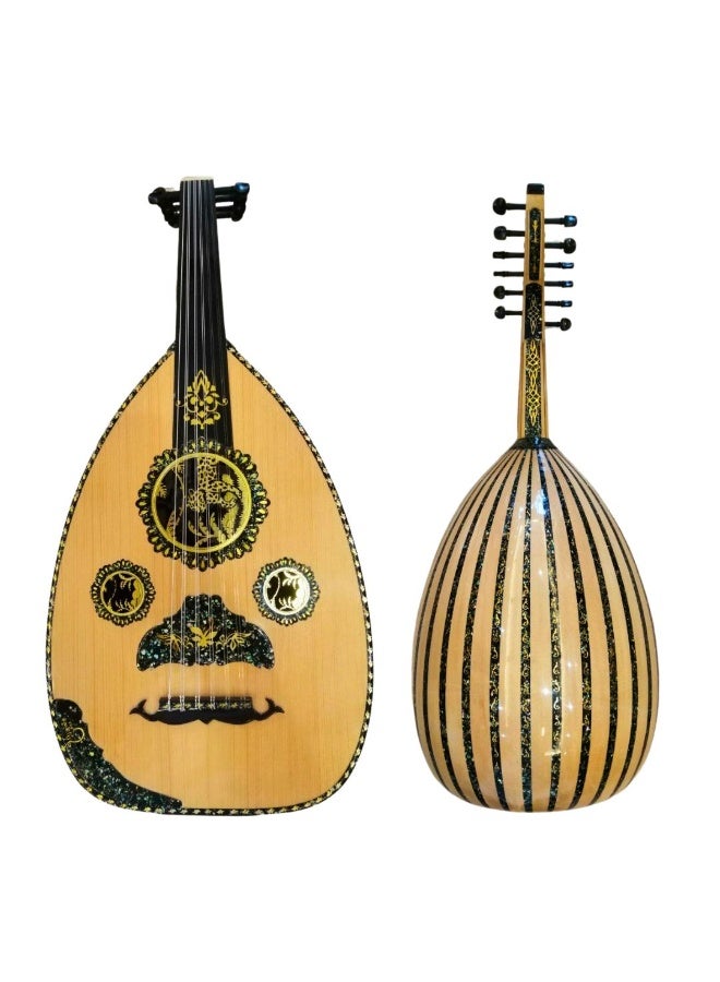 Al-Karz Music Super Deluxe Musical Oud Tharwat Saber Spruce Face Fungi Back Inlaid Pearl Ebony Pegs Aurora String 