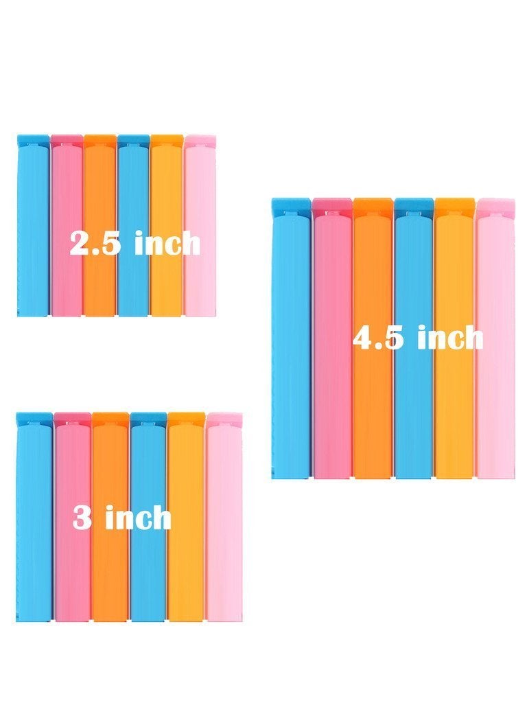 InddusHome 18Pc 3 Different Sizes BPA Free Plastic Food Bag Clip Sealer for Keeping Food Fresh Multi Color - Image 1