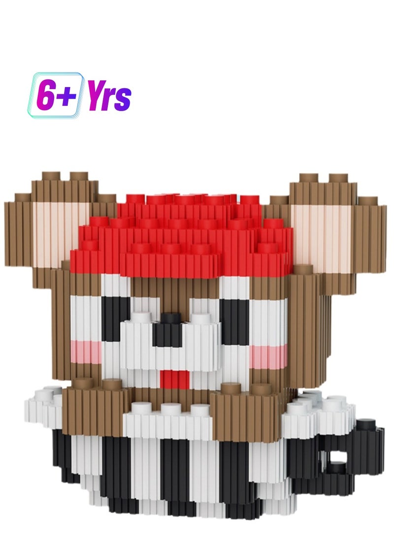 Miniature Small Particle Puzzle Building Blocks Gift Children's Educational Toy Puzzle (Black And White Teacup Mouse)  - Image 1
