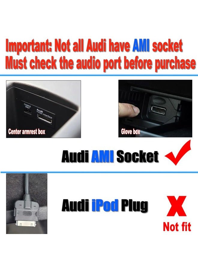 Yoper Bluetooth 5.0 Adapter Compatible with Audi A3 A4 A5 A6 A7 S3 S4 Q3 Q5 Q7 Volkswagen VW 2G 3G 3G+ AMI MMI Port Cable Music Play Connector Works with Apple iPhone iPod Android - Image 2
