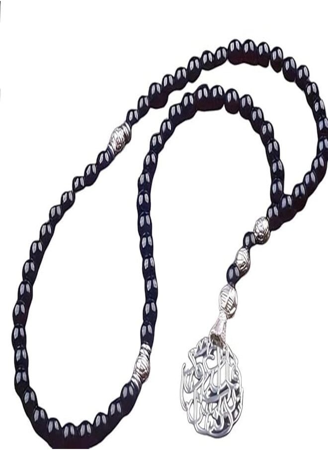 tag - Prayer Handmade Pearl Prayer Pendant 99 Beads (Synthetic Emerald Black) - Image 1