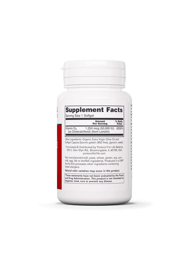 Protocol For Life Balance - Protocol Vitamin D3 50000 Iu Immune Support Healthy Bones And Teeth 50 Softgels - Image 1
