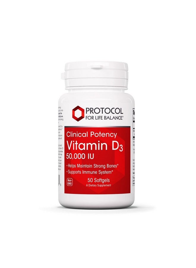 Protocol For Life Balance - Protocol Vitamin D3 50000 Iu Immune Support Healthy Bones And Teeth 50 Softgels - Image 1